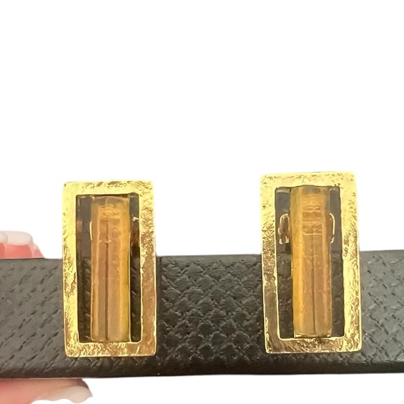 GIVENCHY Amber & Gold Clip-On Earrings - Picture 1 of 8